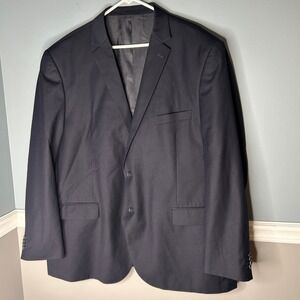 MAZARI Men's Navy Blue Two Button Blazer Suit Jacket Size 54R